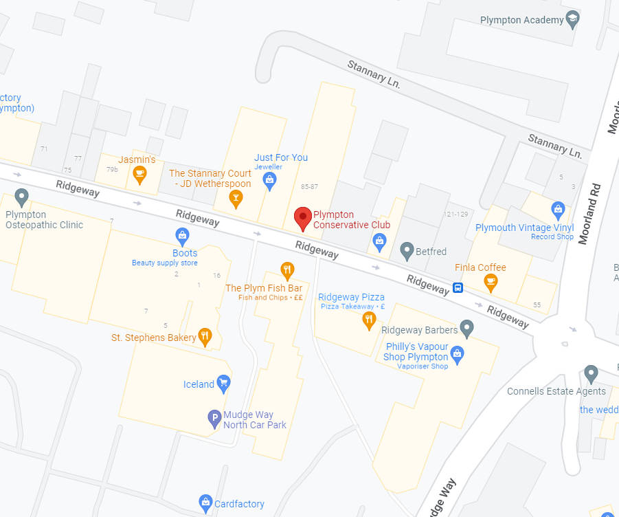 Conservative Club Google Map - Plympton Conservative Club